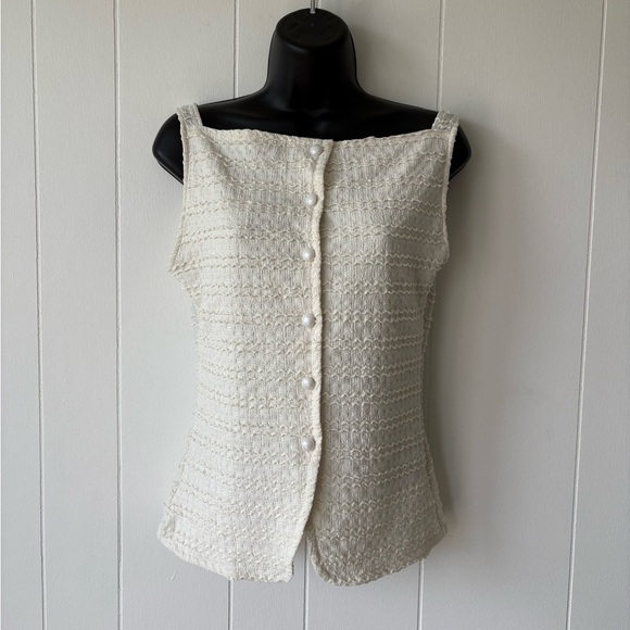 None Tops - Cream Textured Women's Blouse | Size Small